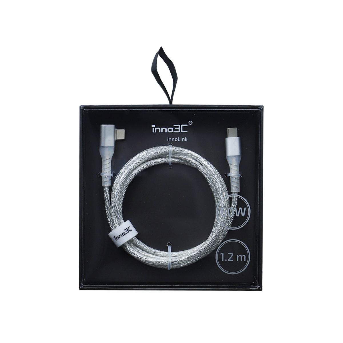 inno3C i-60C-12 Type-C to Type-C 60W L-shape Cable (Transparent Silver), , small image number 5